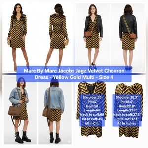 Marc By Marc Jacobs Jagz Velvet Chevron Dress Size 4